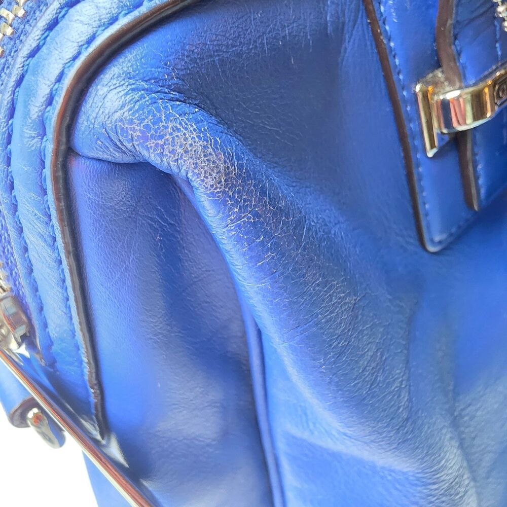 Coach Satchel Top Handle Shoulder Bag Leather Purple Blue Xtra Strap F25296 EUC - Picture 7 of 16